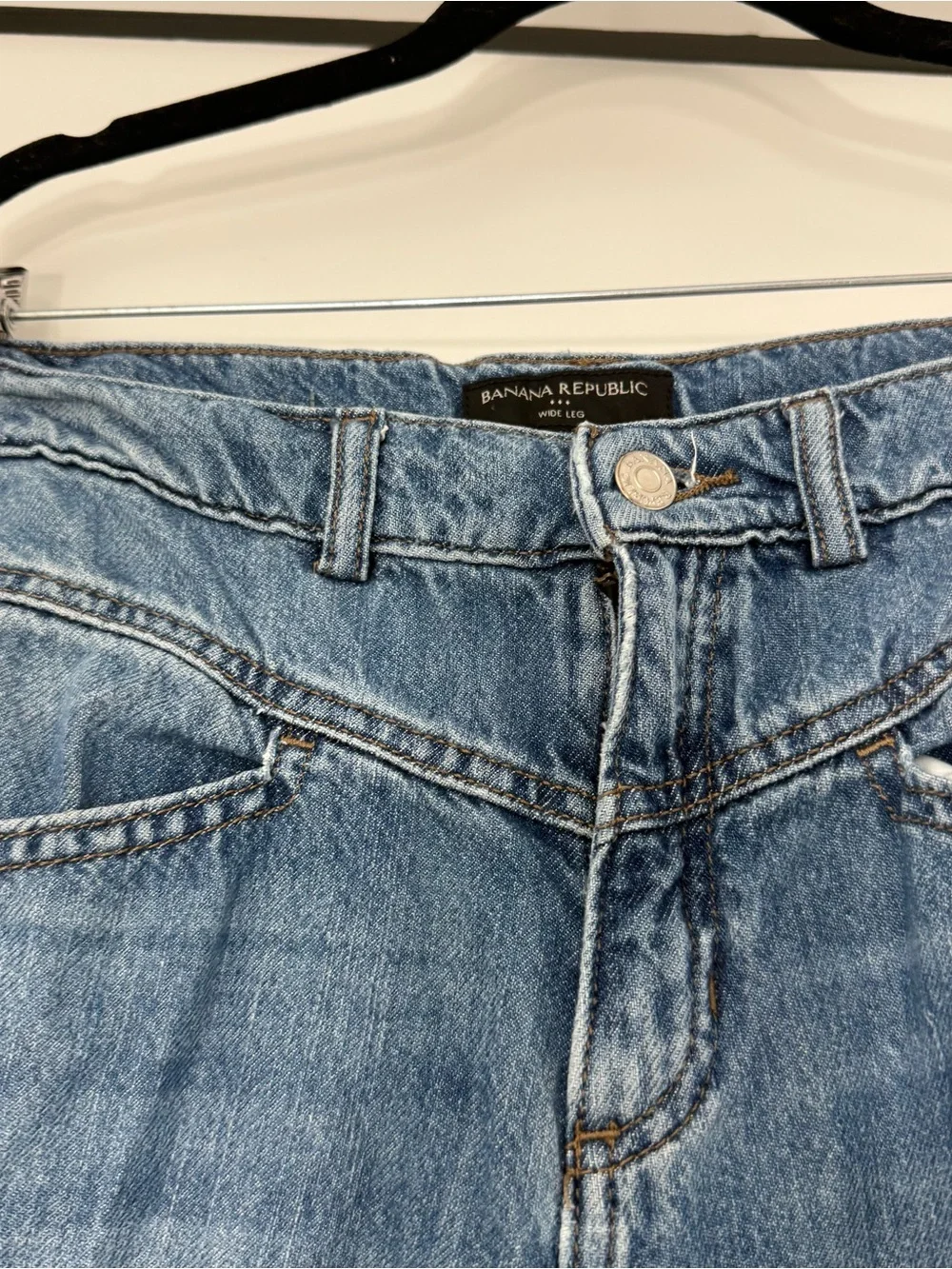Banana Republic Wide-Leg Cotton & Lyocell Denim Trousers Sz 25 0 Light Vacation